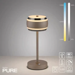 Akku-Tischlampe PURE Falling Rings, bronce/dark chrome, CCT
