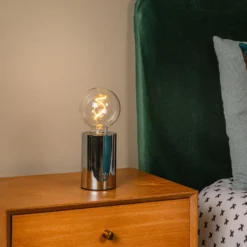 Akku-Tischlampe Vivo, chromfarben, Höhe 22 cm, Metall