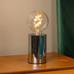 Akku-Tischlampe Vivo, chromfarben, Höhe 22 cm, Metall