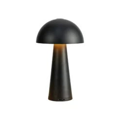 Akku-Tischleuchte Fungi für draußen, schwarz