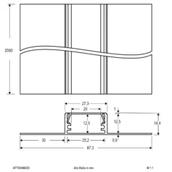 Alu Trockenbauprofil 200cm mit opaler Abdeckung