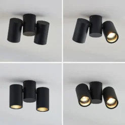 Arcchio Deckenlampe Gesina, 2flg., schwarz, Alu, 17,5 cm
