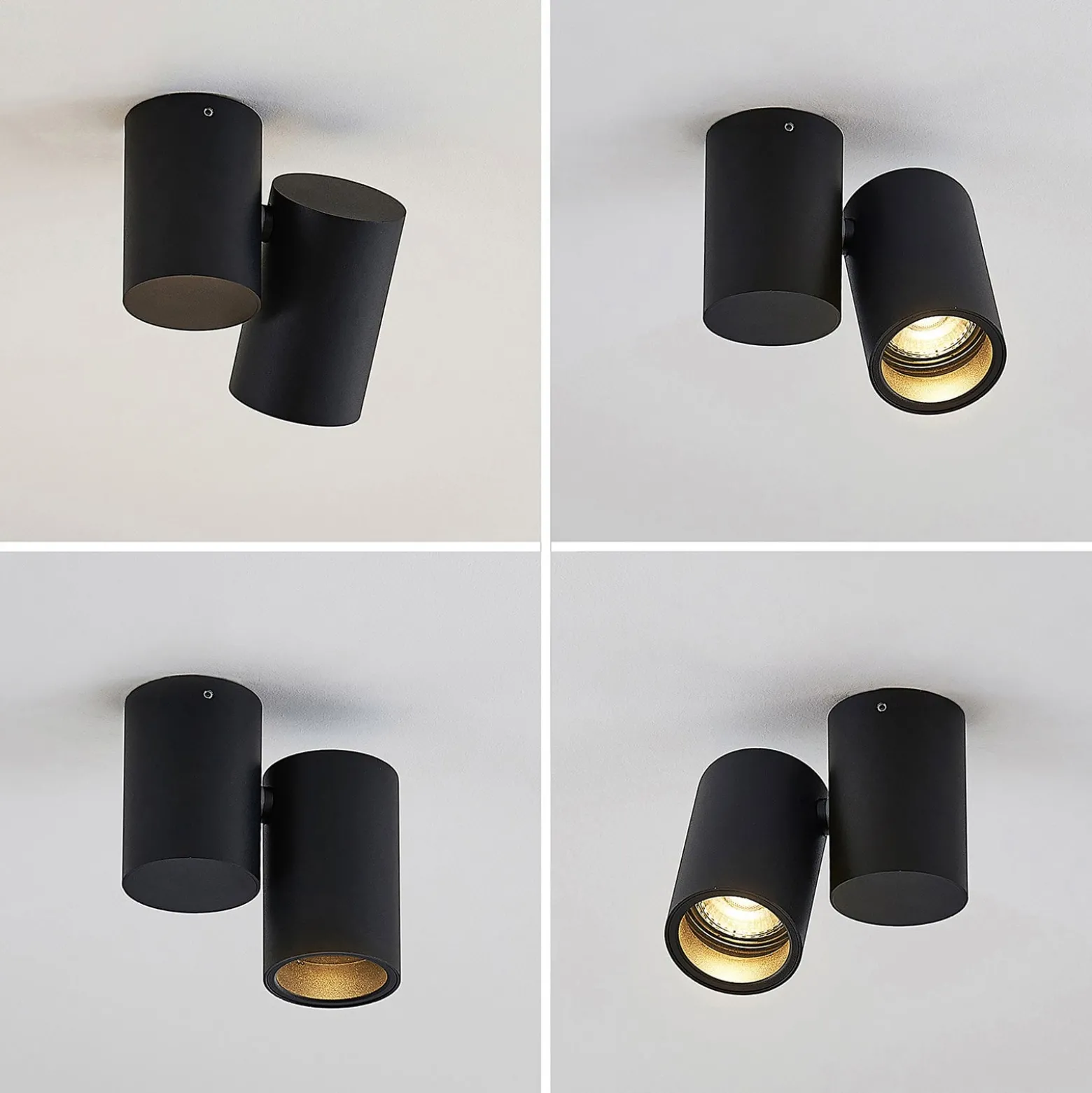 Arcchio Deckenlampe Gesina, 1-flg., schwarz, Alu, 11,6 cm