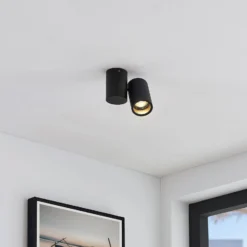 Arcchio Deckenlampe Gesina, 1-flg., schwarz, Alu, 11,6 cm