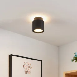Arcchio Deckenlampe Walisa, Ø 10 cm, schwarz, Diffusor, GU10