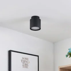 Arcchio Deckenlampe Walisa, Ø 10 cm, schwarz, Diffusor, GU10