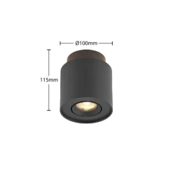 Arcchio Deckenlampe Walisa, Ø 10 cm, schwarz, Metall, GU10