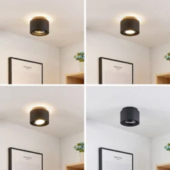 Arcchio Deckenlampe Walisa, Ø 15 cm, schwarz, Metall, GU10