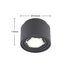 Arcchio Deckenlampe Walisa, Ø 15 cm, schwarz, Metall, GU10
