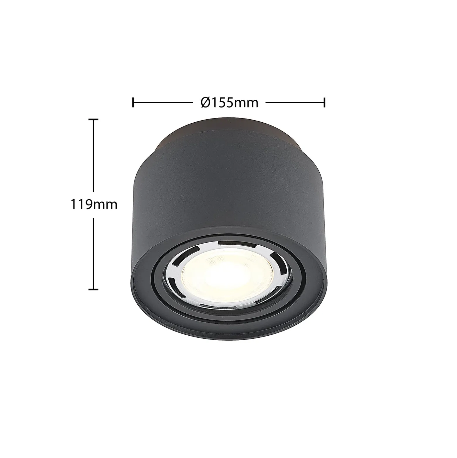 Arcchio Deckenlampe Walisa, Ø 15 cm, schwarz, Metall, GU10