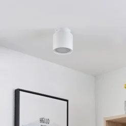 Arcchio Deckenlampe Walisa, Ø 10 cm, weiß, Diffusor, GU10