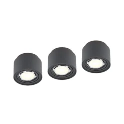 Arcchio Deckenlampe Walisa, rund, schwarz, Alu, 3er-Set