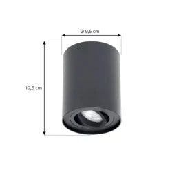 Arcchio Deckenspot Jolina, rund, anthrazit, 13 cm, Metall