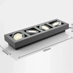 Arcchio Deckenstrahler Ronka, 65 cm, 4-flammig, grau, GU10