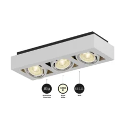 Arcchio Deckenstrahler Ronka, 50 cm, 3-flammig, weiß, GU10