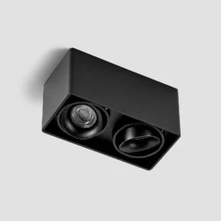 Arcchio Downlight Kubika, 19 cm, schwarz, 2-flg., Metall