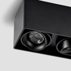 Arcchio Downlight Kubika, 19 cm, schwarz, 2-flg., Metall