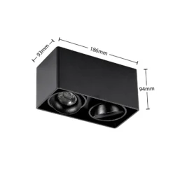 Arcchio Downlight Kubika, 19 cm, schwarz, 2-flg., Metall