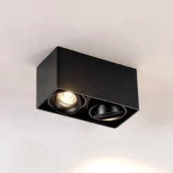 Arcchio Downlight Kubika, 19 cm, schwarz, 2-flg., Metall