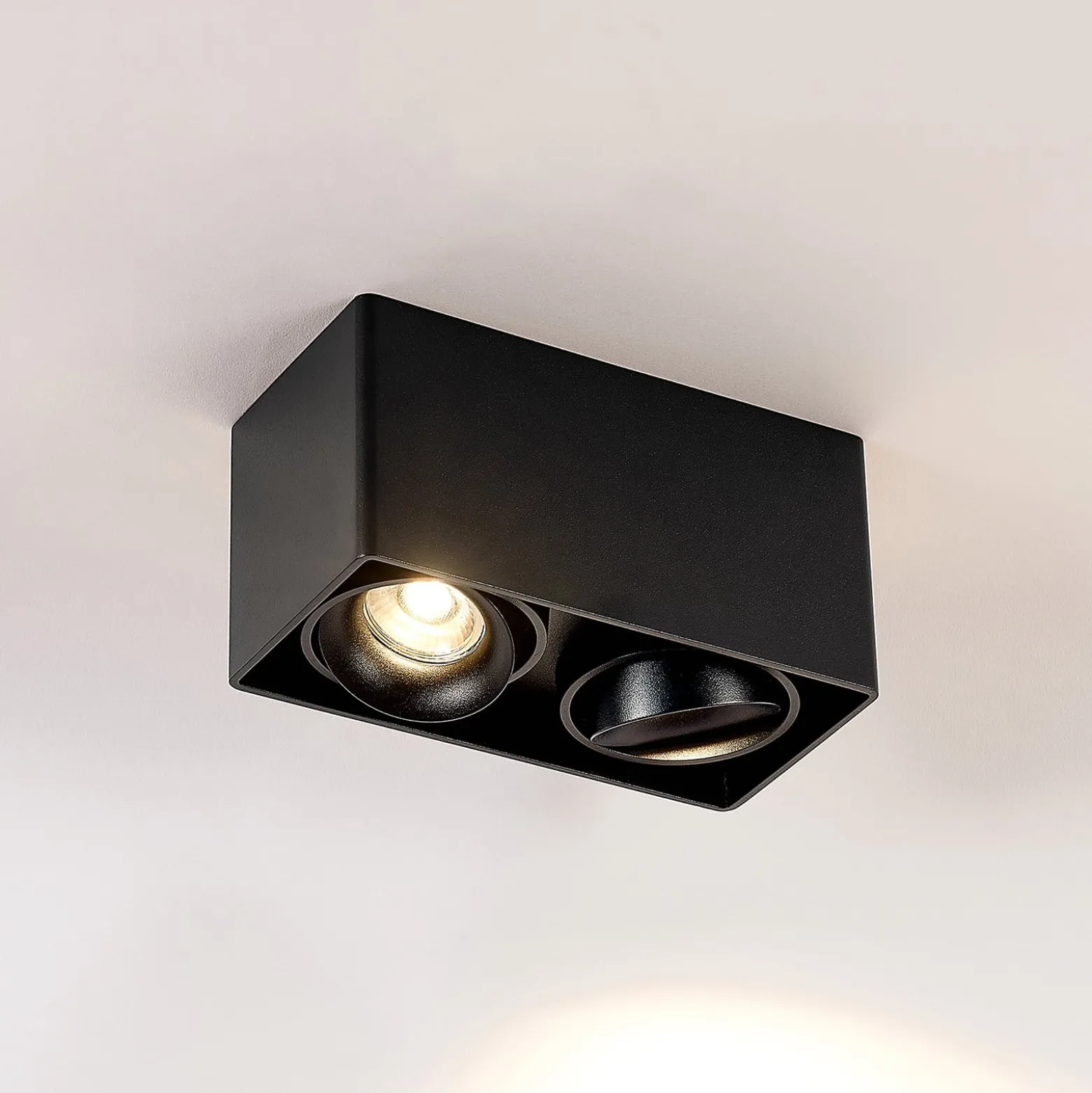 Arcchio Downlight Kubika, 19 cm, schwarz, 2-flg., Metall