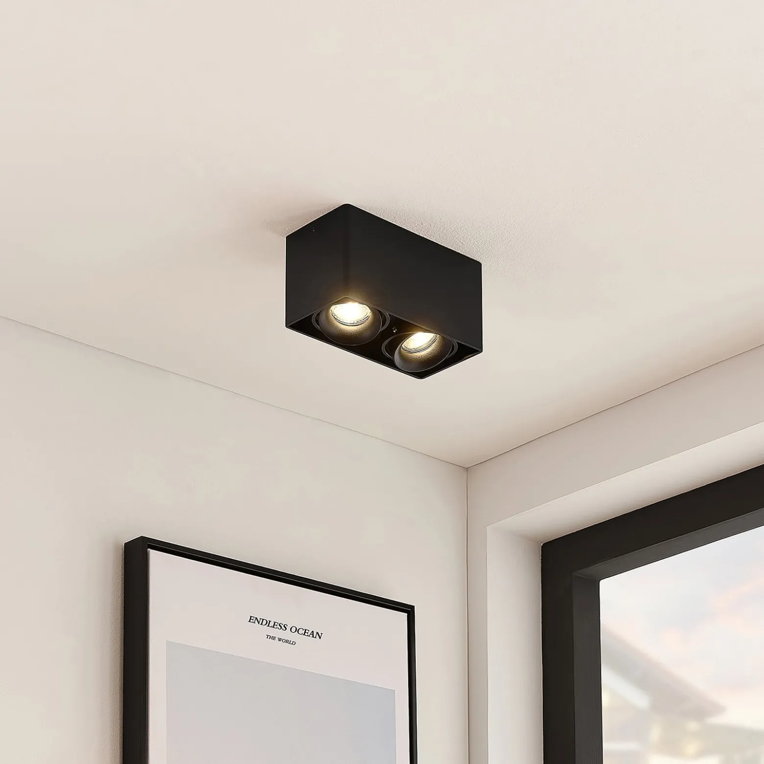 Arcchio Downlight Kubika, 19 cm, schwarz, 2-flg., Metall