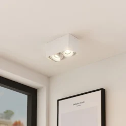 Arcchio Downlight Kubika, 19 cm, weiß, 2-flg., Metall