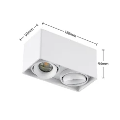 Arcchio Downlight Kubika, 19 cm, weiß, 2-flg., Metall