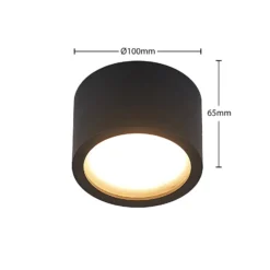 Arcchio Downlight Nieva, GX53, schwarz, rund, Ø 10cm, Metall
