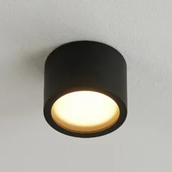 Arcchio Downlight Nieva, GX53, schwarz, rund, Ø 10cm, Metall