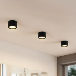 Arcchio Downlight Nieva, GX53, schwarz, rund, Ø 10cm, Metall