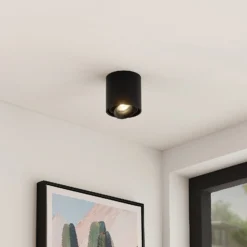 Arcchio Downlight Walza, schwarz, Metall, Ø 9 cm, GU10