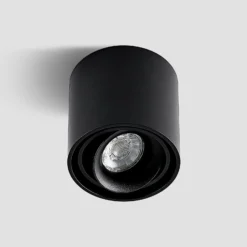 Arcchio Downlight Walza, schwarz, Metall, Ø 9 cm, GU10