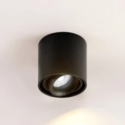 Arcchio Downlight Walza, schwarz, Metall, Ø 9 cm, GU10