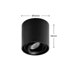 Arcchio Downlight Walza, schwarz, Metall, Ø 9 cm, GU10