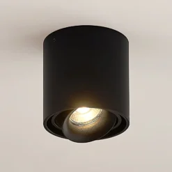 Arcchio Downlight Walza, schwarz, Metall, Ø 9 cm, GU10