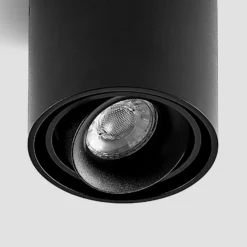 Arcchio Downlight Walza, schwarz, Metall, Ø 9 cm, GU10