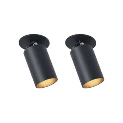 Arcchio Einbaustrahler Davin, schwarz, Zylinder, 2er-Set