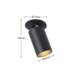 Arcchio Einbaustrahler Davin, schwarz, Zylinder, 2er-Set