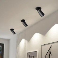 Arcchio Einbaustrahler Davin, schwarz, Zylinder, 3er-Set