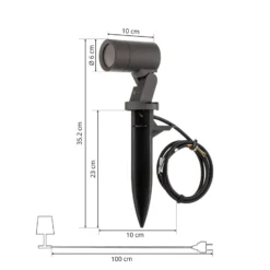 Arcchio Erdspießstrahler Hemmani, Höhe 35 cm, anthrazit, Alu
