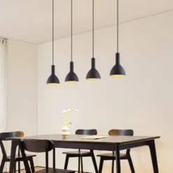 Arcchio Hängelampe Cosmina, 4-flammig, Länge 120 cm, schwarz