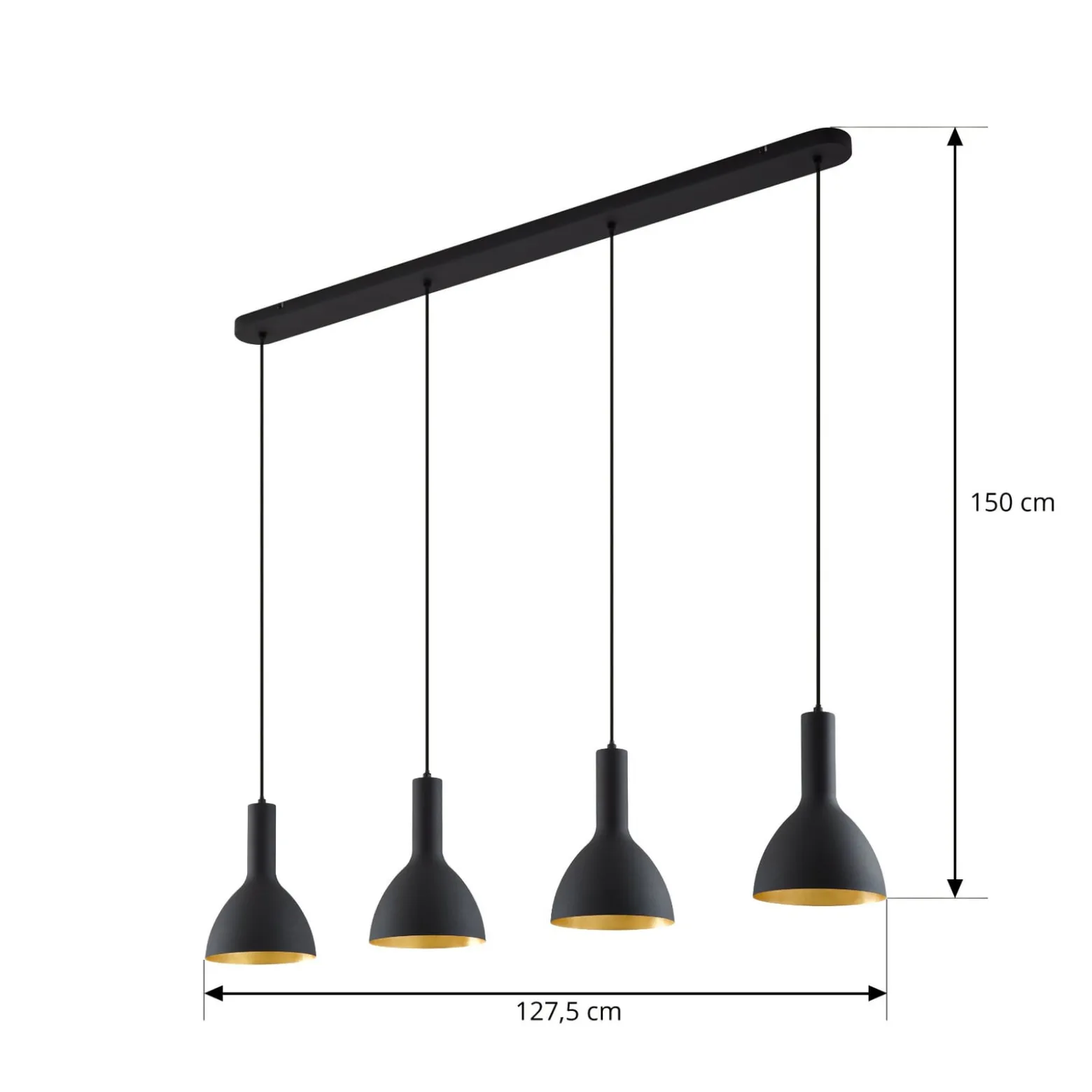 Arcchio Hängelampe Cosmina, 4-flammig, Länge 120 cm, schwarz