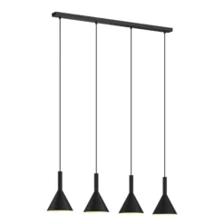 Arcchio Hängelampe Tadej, 4-flg., schwarz-weiß, Metall, E27