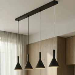 Arcchio Hängelampe Tadej, 4-flg., schwarz-weiß, Metall, E27