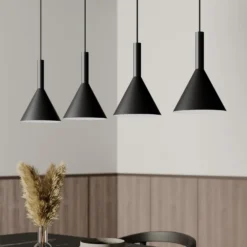 Arcchio Hängelampe Tadej, 4-flg., schwarz-weiß, Metall, E27