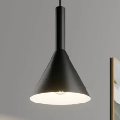 Arcchio Hängelampe Tadej, schwarz-weiß, Ø 19 cm, Metall, E27