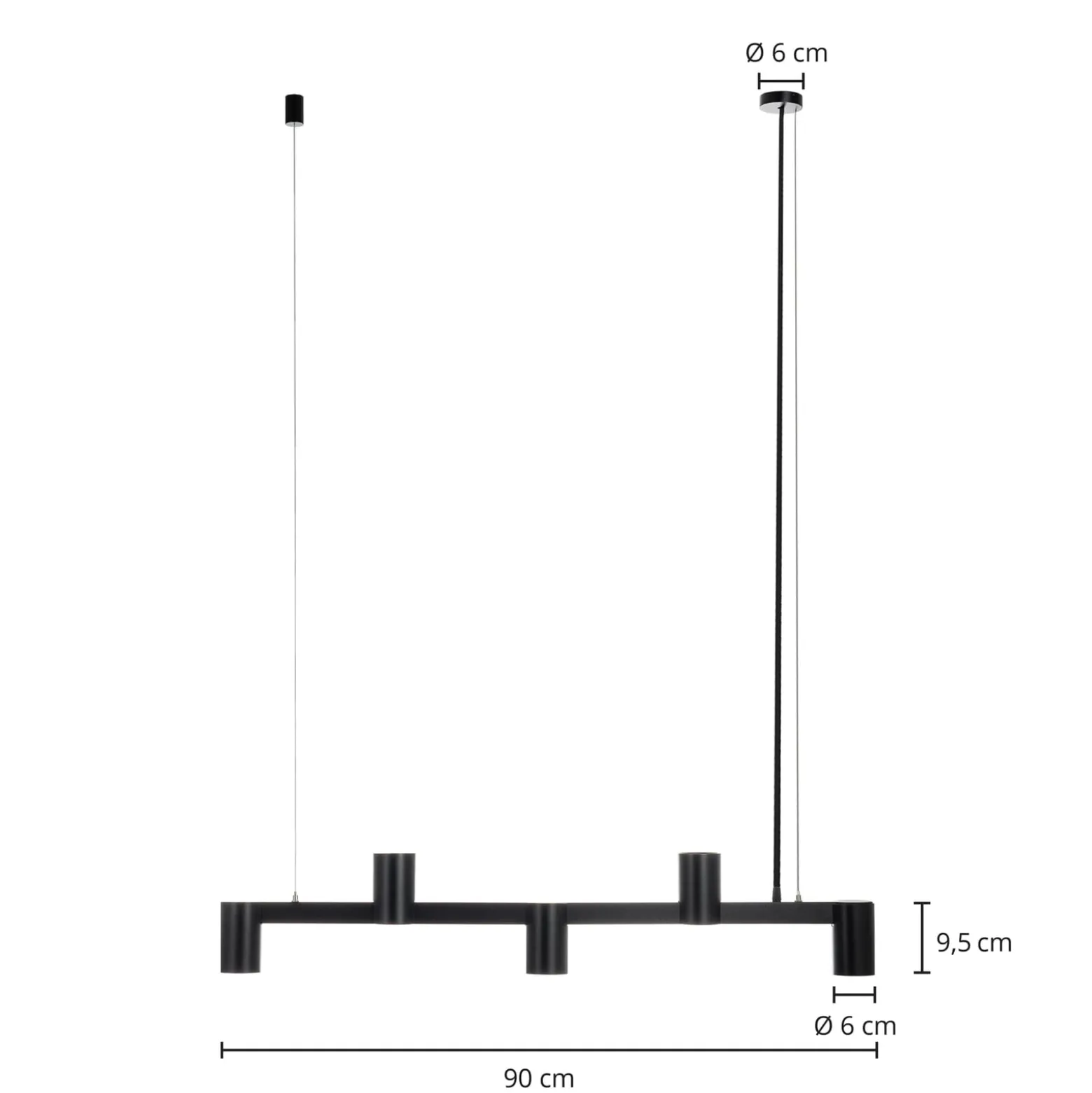 Arcchio Hängeleuchte Brinja, schwarz, 120 cm, 5-flg., GU10