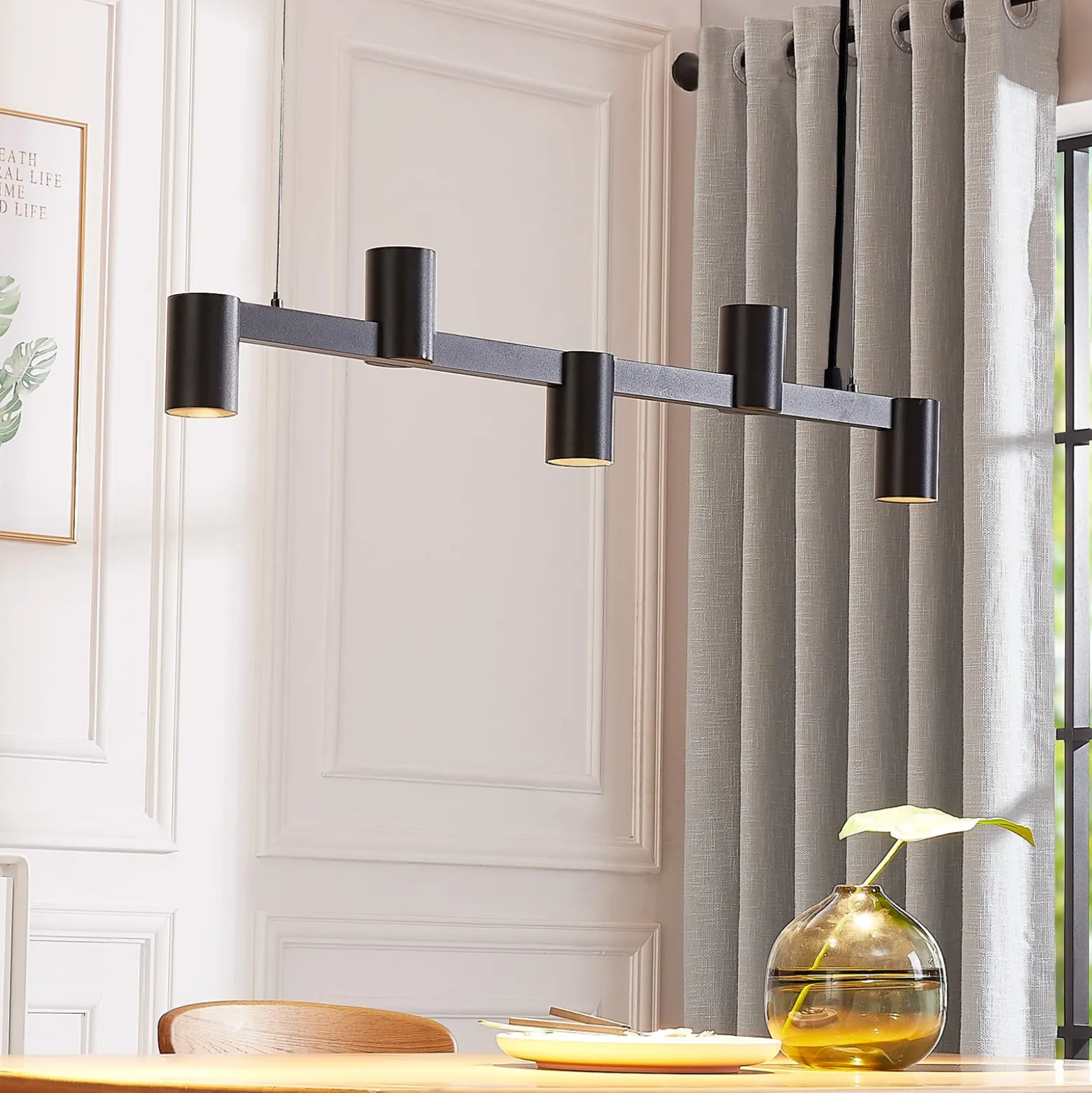 Arcchio Hängeleuchte Brinja, schwarz, 120 cm, 5-flg., GU10