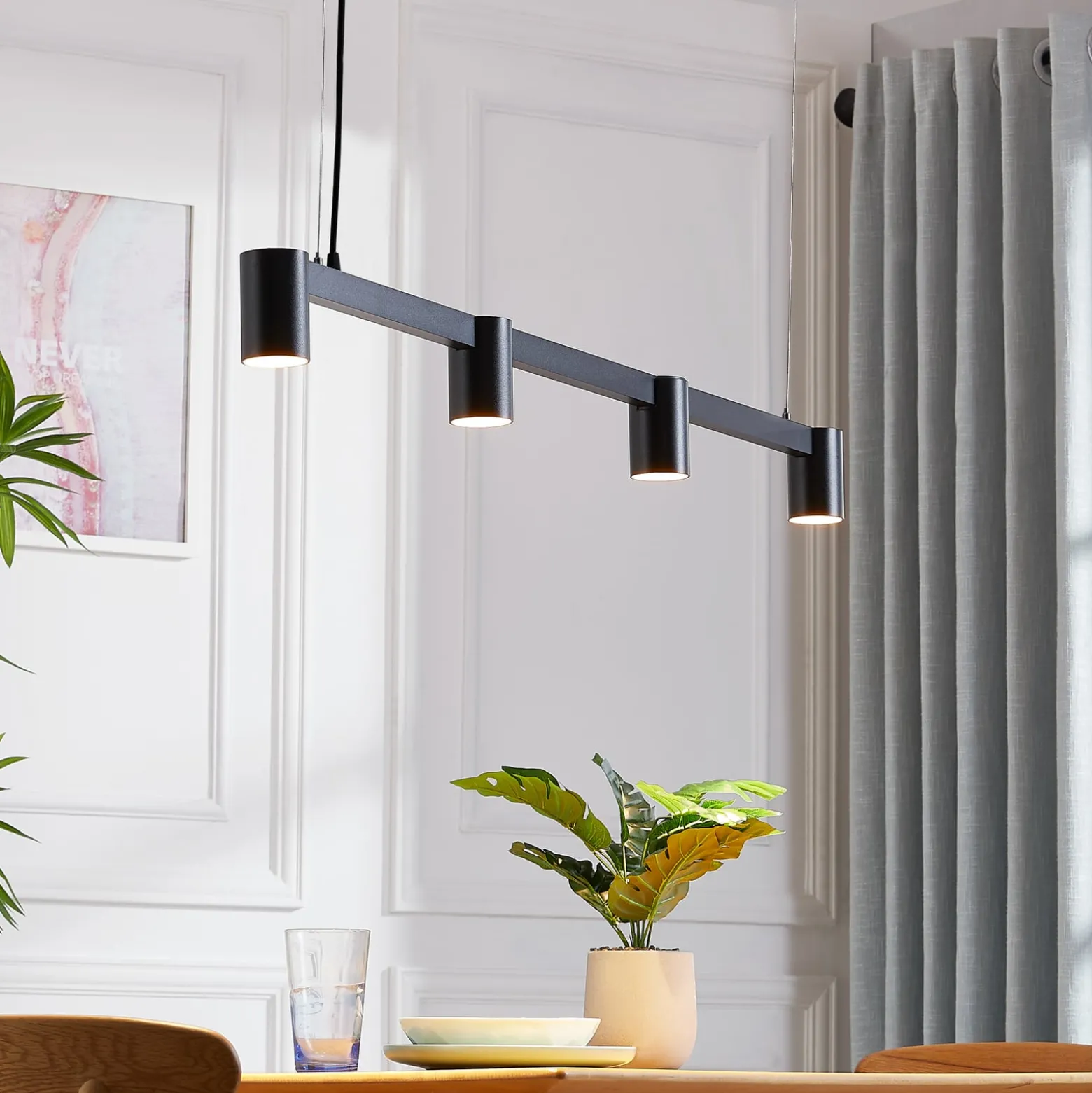 Arcchio Hängeleuchte Brinja, schwarz, 120 cm, 4-flg., GU10