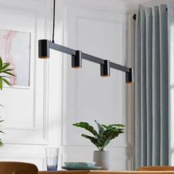 Arcchio Hängeleuchte Brinja, schwarz, 120 cm, 4-flg., GU10